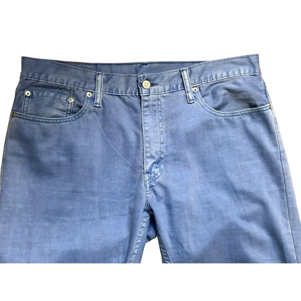 LEVI‎ 514 MEN JEANS W38 L31 CORNFLOWER BLUE BRUSHED COTTON